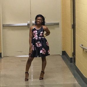 Black Dress w/ Pink & White Flowers